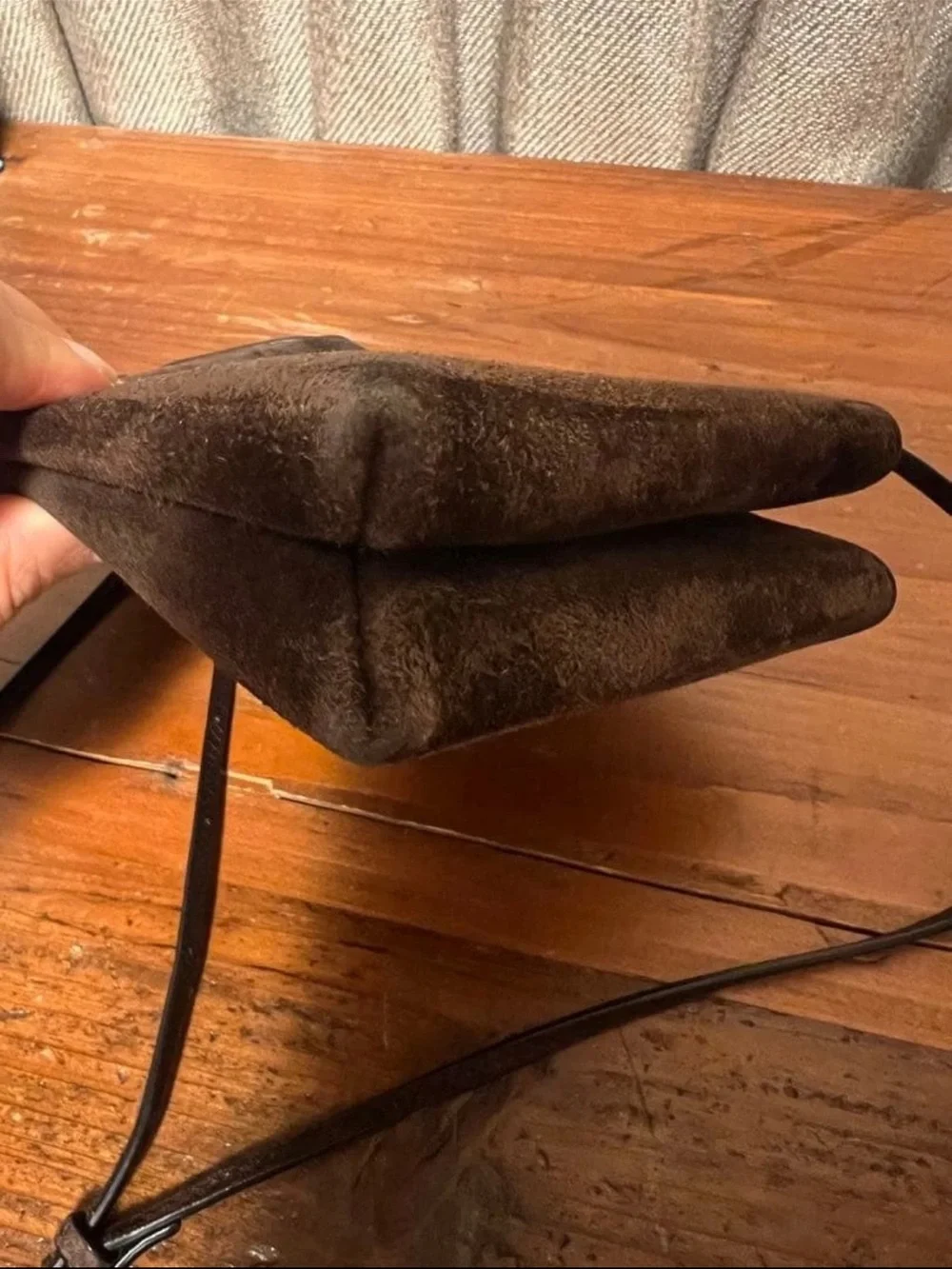 The Row Chocolate Suede Messenger Bag